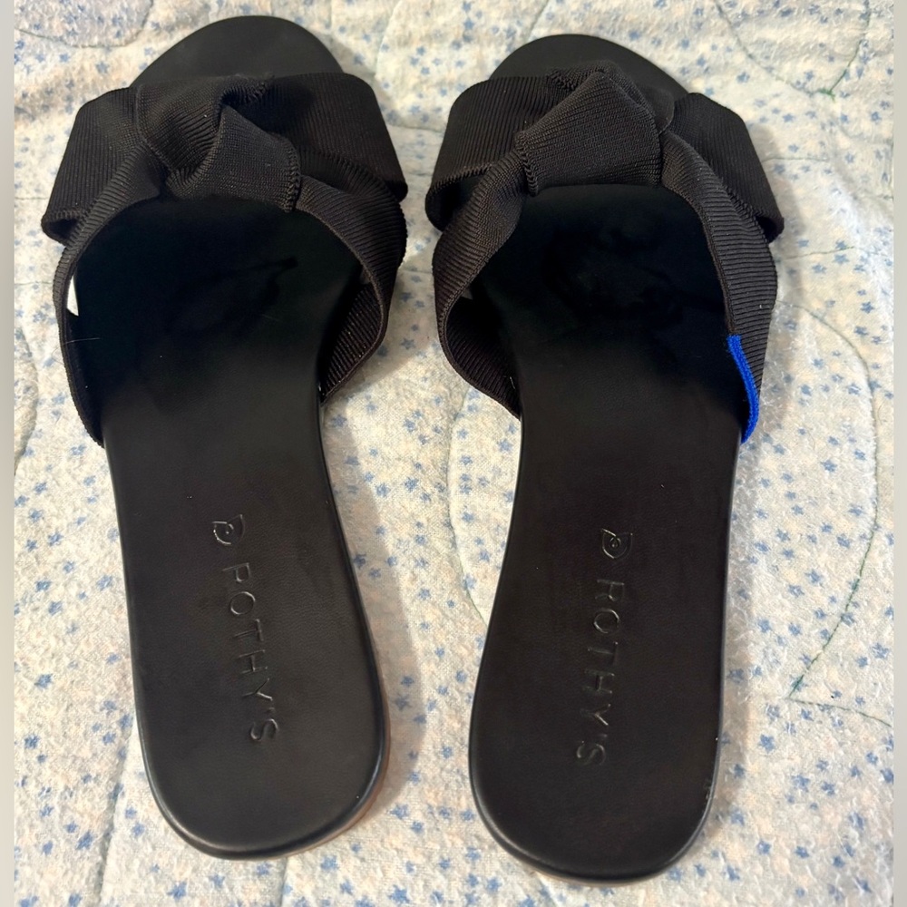 Rothy's The Knot Black Slide Sandals Flats Slip on size 9 women’s - Picture 3 of 4